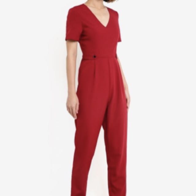 dark red jumpsuit romper