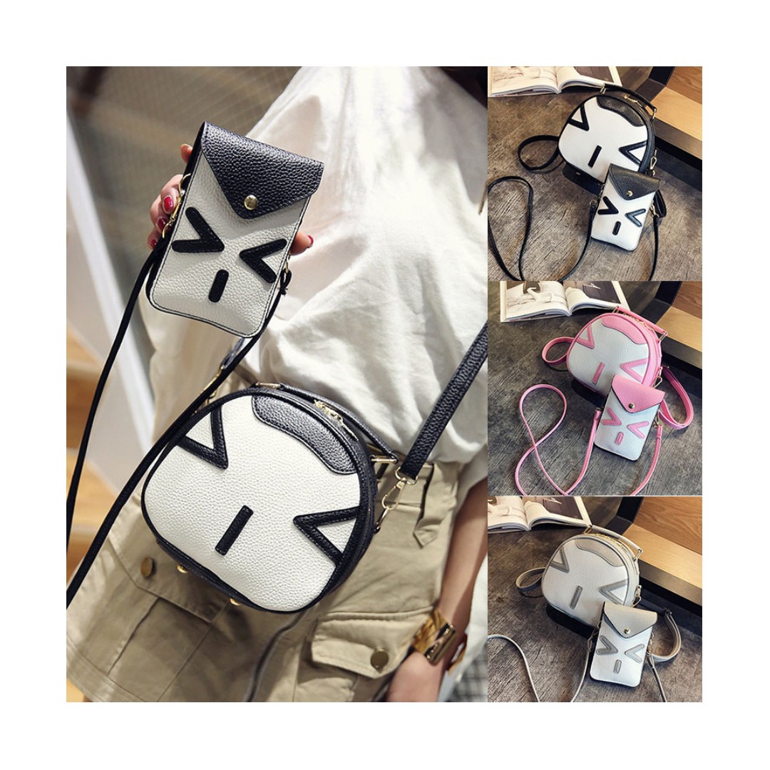 Fashion Lucu Wanita Dua Pieces Pu Tas Selempang Tas Handphone