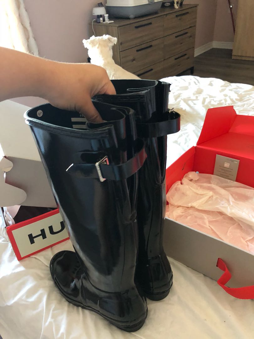 Glossy black hunter boots clearance