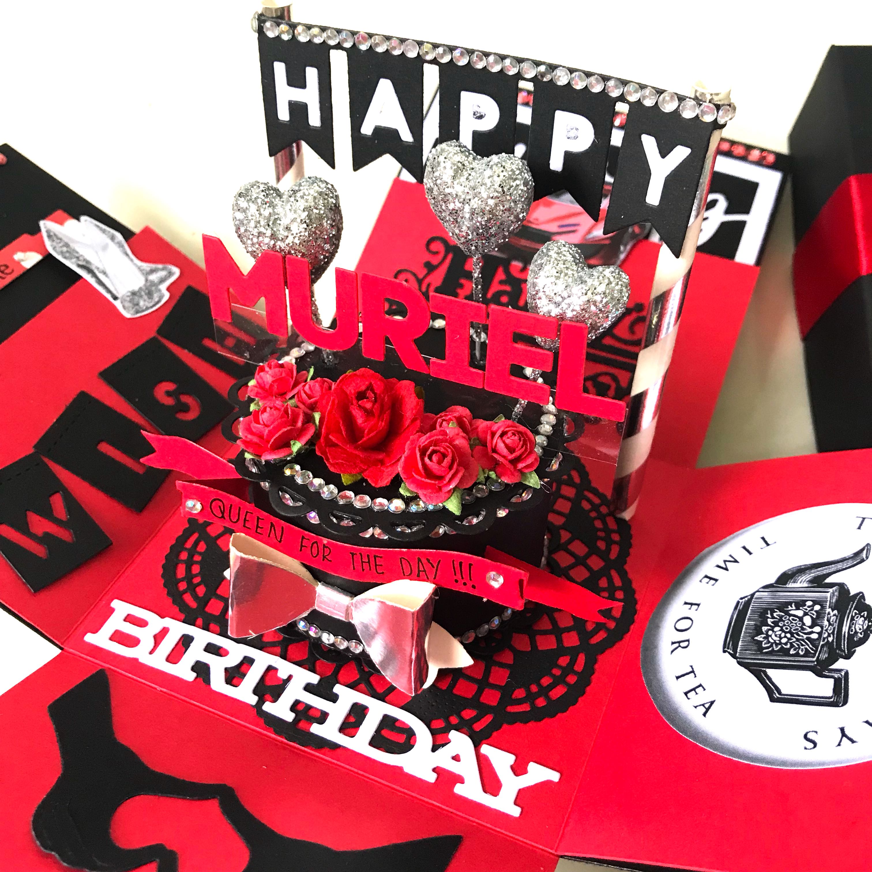 Happy birthday Explosion Box card in red and black bling, Hobbies & Toys,  Stationery & Craft, Occasions & Party Supplies on Carousell