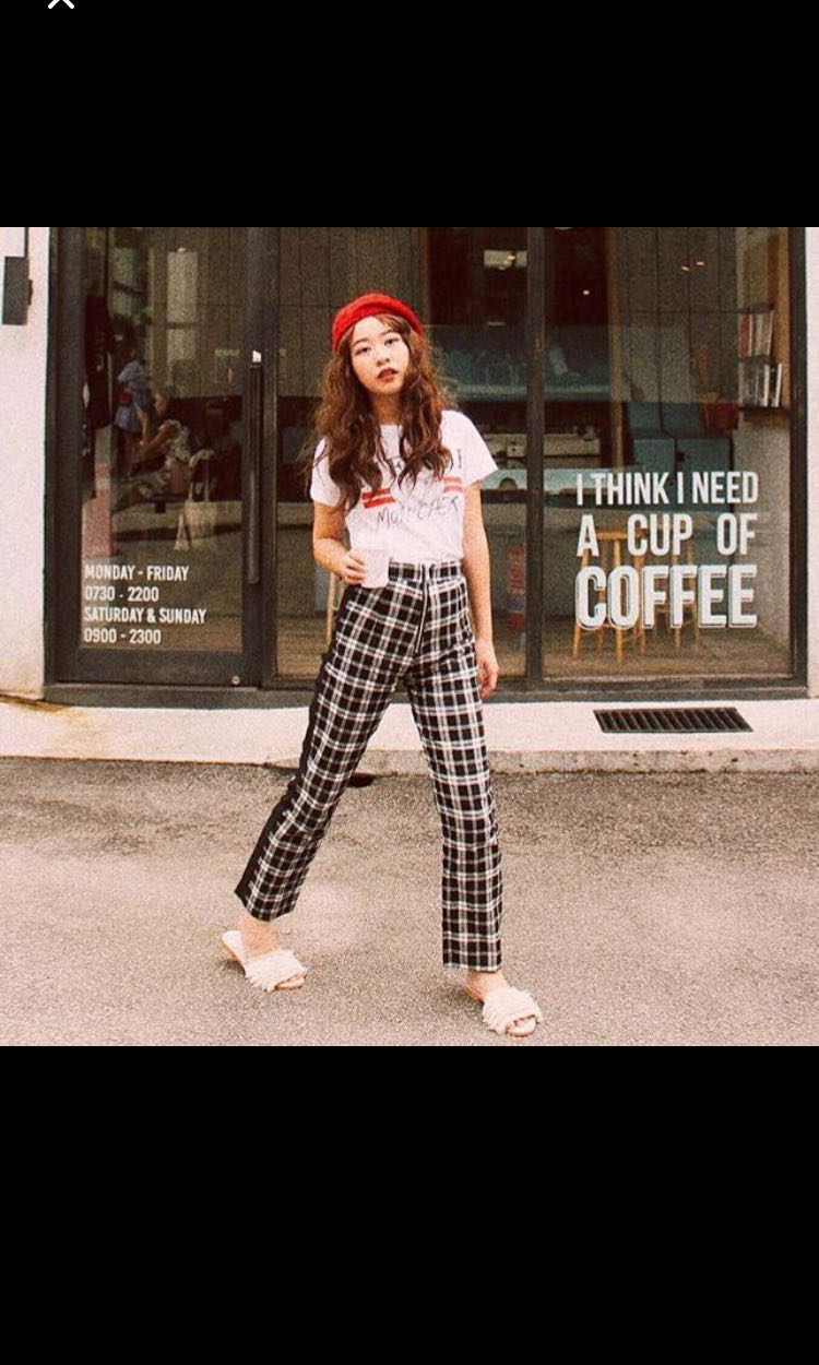 Checkered outlet side pants