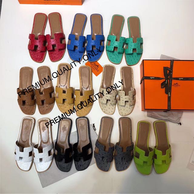 Hermes Ostrich H Sandals, Luxury, Apparel on Carousell