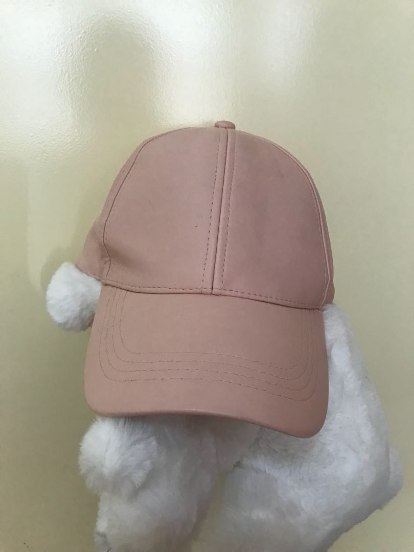 pink leather cap