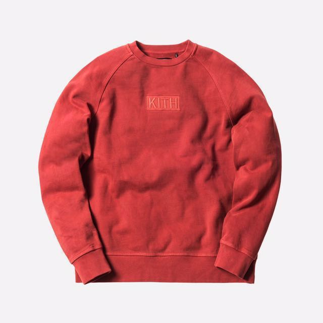 S KITH CLASSIC LOGO CREWNECK TERRACOTTA RED BOX LOGO Men s Fashion Tops Sets Tshirts Polo Shirts on Carousell