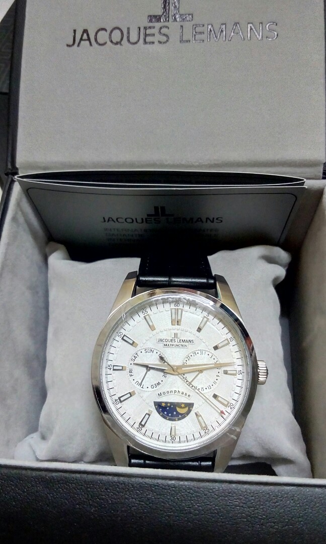 SALE ORIGINAL JACQUES LEMANS 44MM LIVERPOOL MOONPHASE DRESS WATCH
