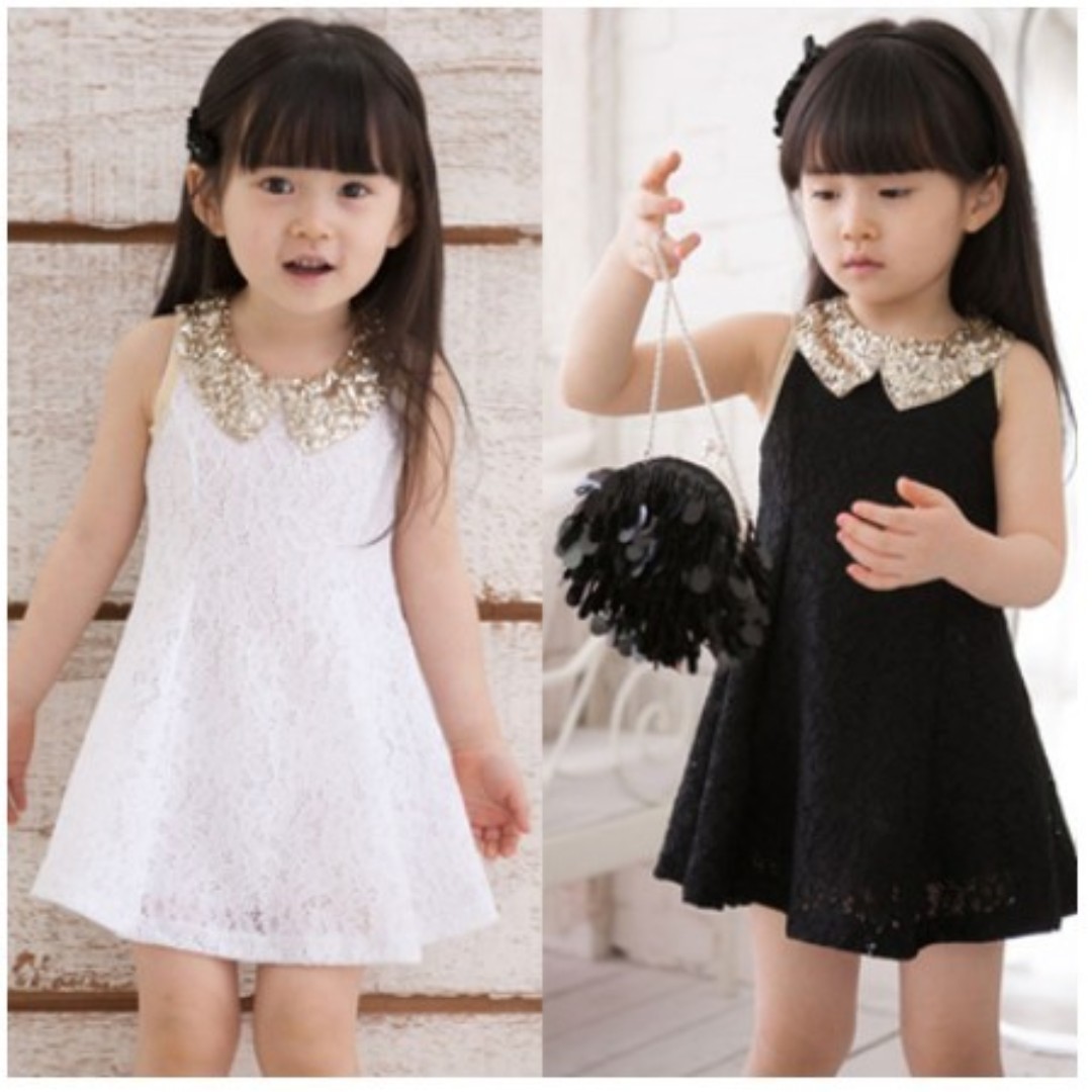 black dress with white collar kids