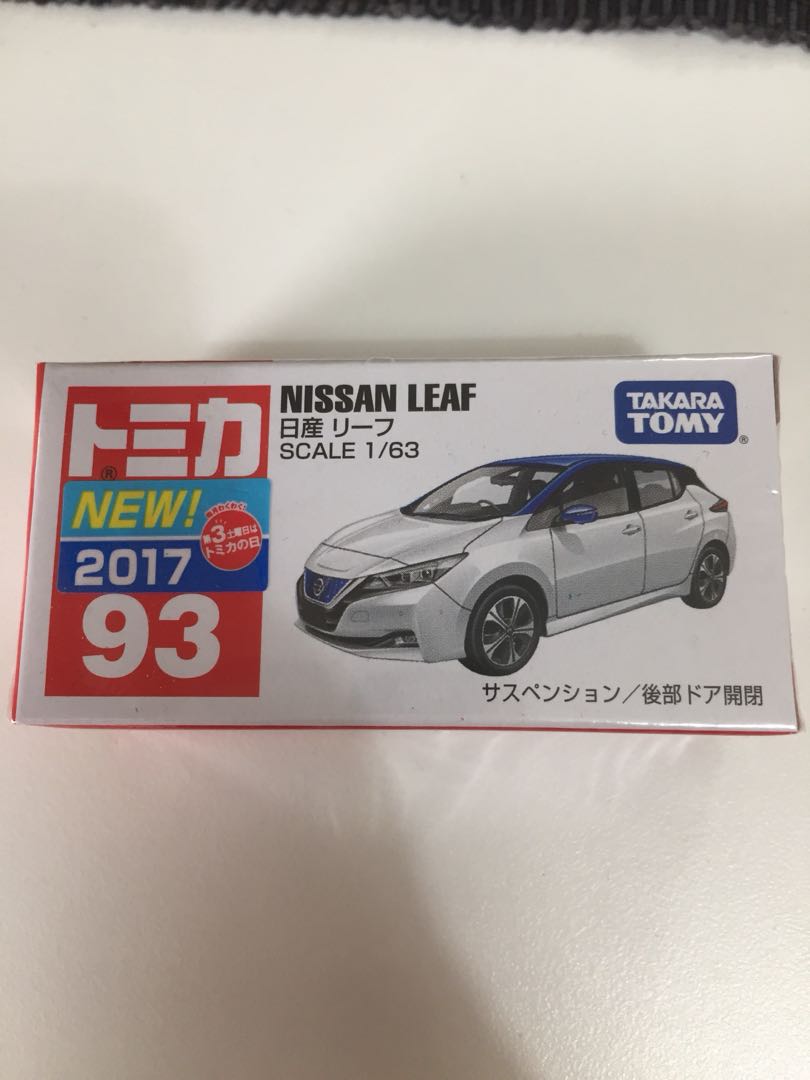 Voiture Miniature Tomica Nissan Leaf #93 - Blanche, échelle 1:63 - Neuf - Collection
