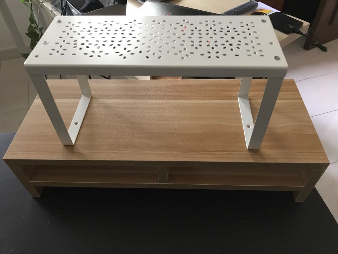 Wooden Monitor Stand And Ikea Rack Furniture Others On Carousell