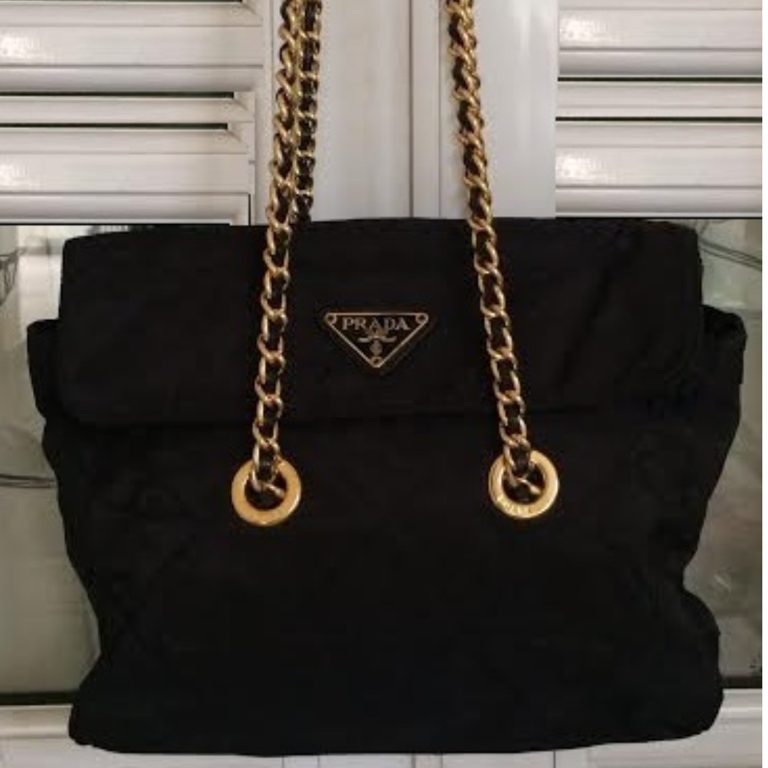 Authentic Prada Tessuto Nylon Golden Chain Bag, Women's Fashion, Bags &  Wallets, Purses & Pouches on Carousell