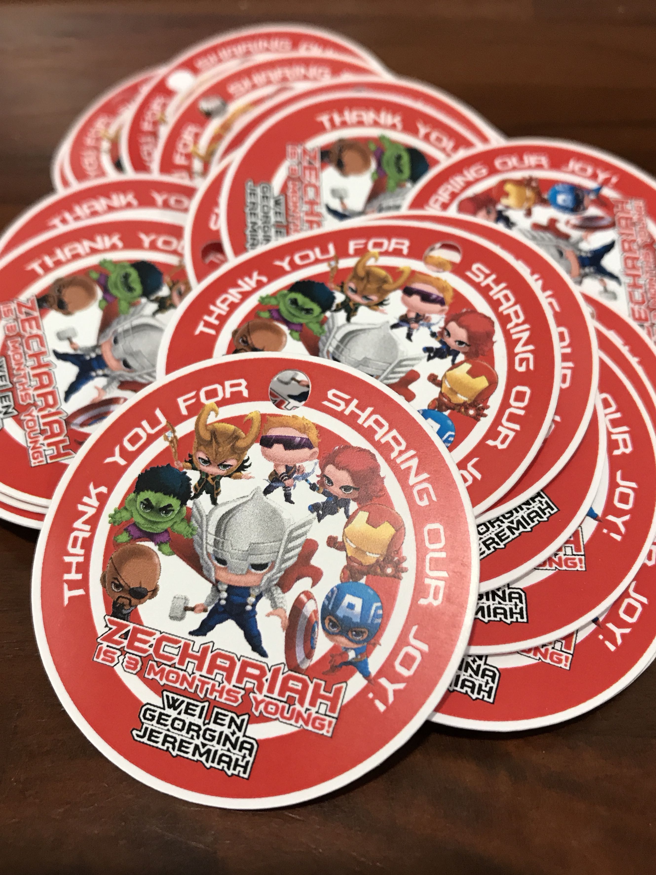 Baby Avengers Hang Tags For Birthday Party Baby Shower Full Month