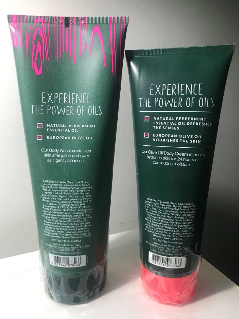 Bath & Body Works Body Cream and Body Wash in Mint Leaf and Bergamot, Beauty & Personal Care