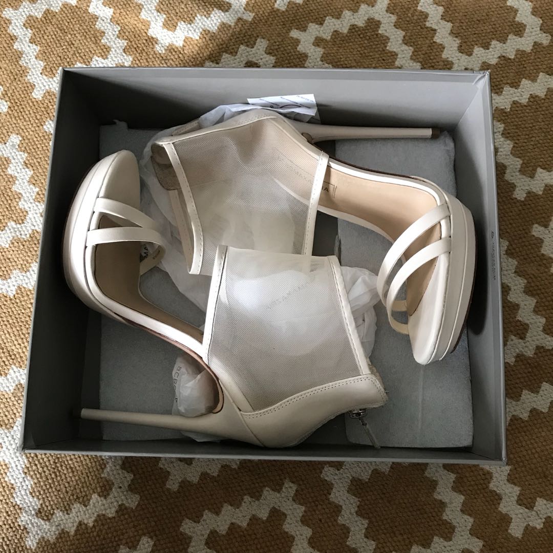 bcbg white heels