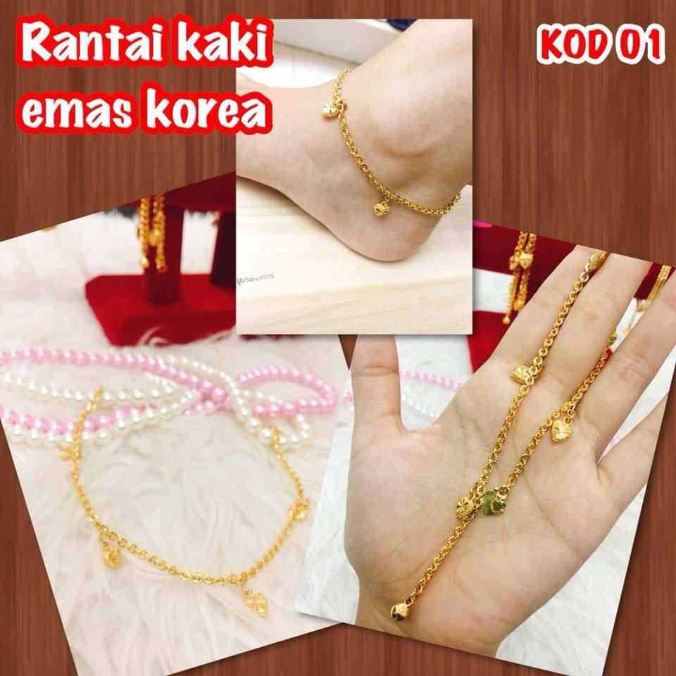 Gelang Rantai kaki Emas (anklet) + 5 agok love + 1 agok ...