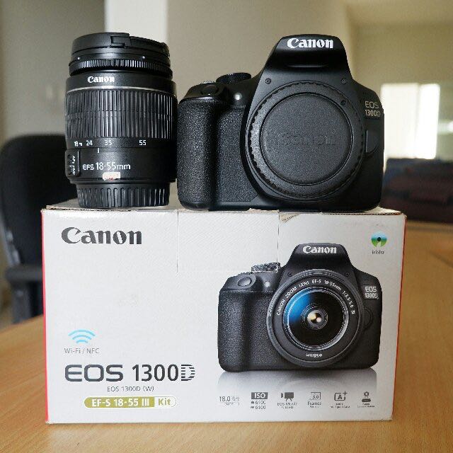 kamera dslr canon eos 1300d lensa kit 18 55mm fullset like new