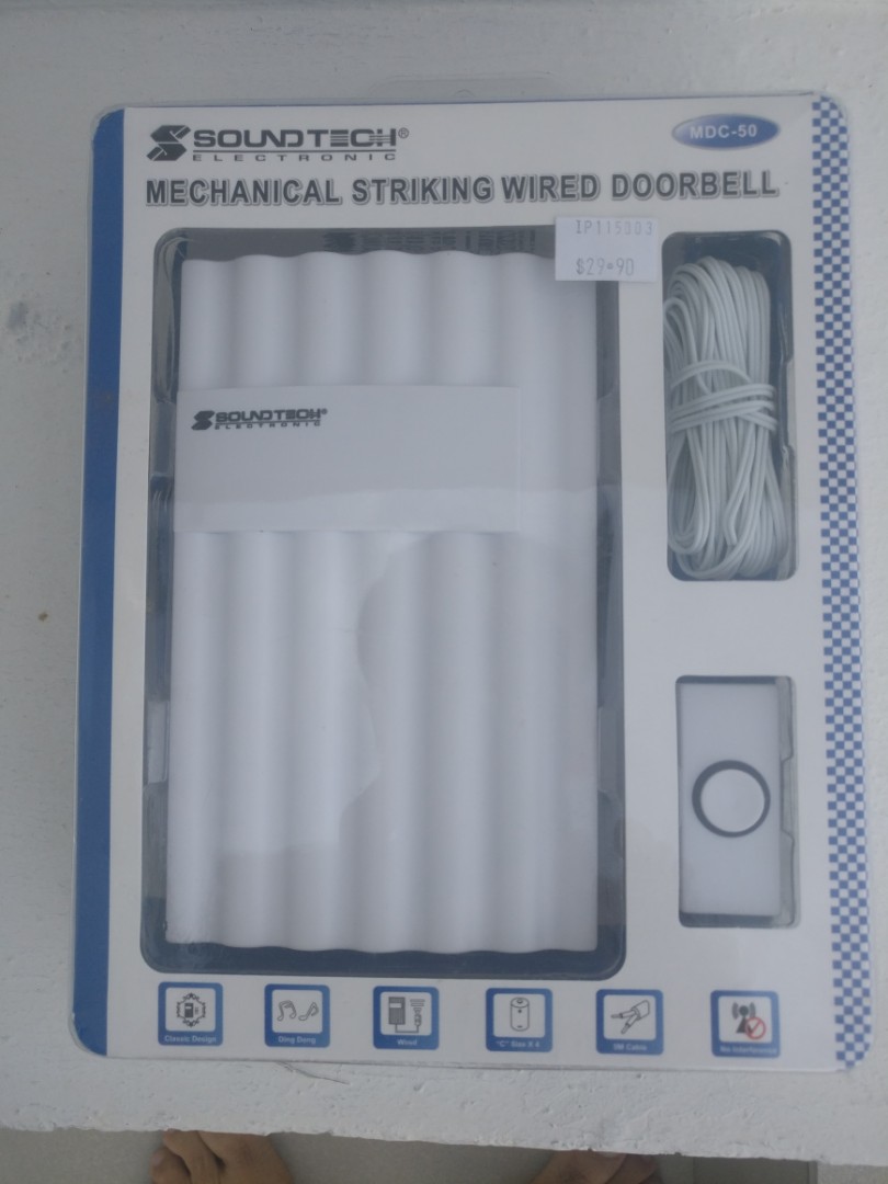 Mechanical striking wired doorbell, Furniture & Home Living, Lighting