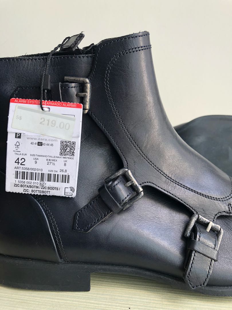 Navy Zara faux leather boots, Men's 