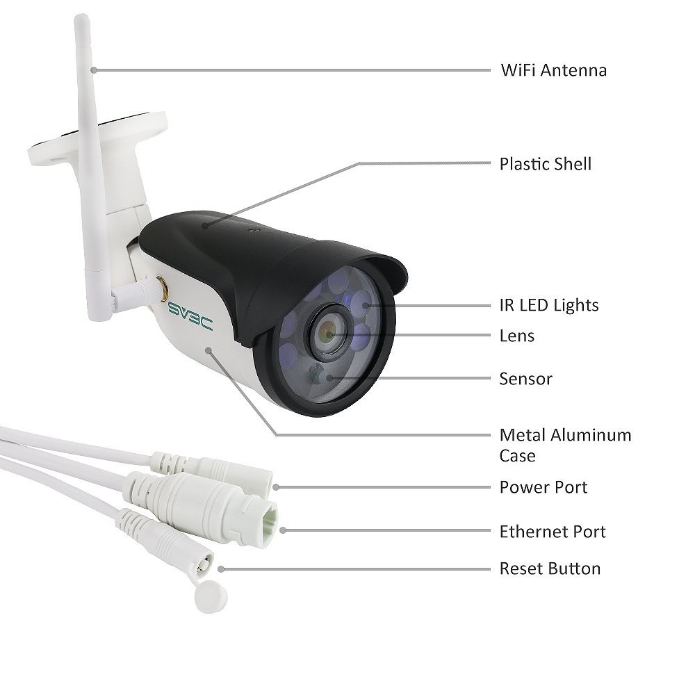 SV3C Full HD 1080P Wifi Wireless Security Camera Outdoor, Aluminum