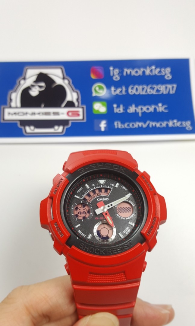 今年も話題の g-shock の落札 G-SHOCK/AW-591/デジアナ/赤/限定/REDMAN ...