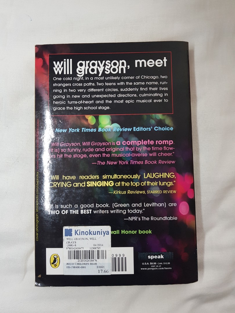 Will Grayson, Will Grayson (Category: Children's Books) located in Singapore. Submitted by jaksz98 (Listing ID 166180233, Image 2). Description: Condition of the book: 5.5/10 Massive discolouration of the pages of the book. The edges are slightly folded. Message me if you would like to see more pictures of the condition of the book!.