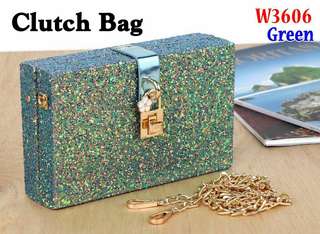 Tas bags clutch bag bahan kulit sintetis glitter