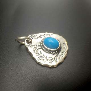 Goro Long Disk With Roped Turquoise Floral Size L Pendant