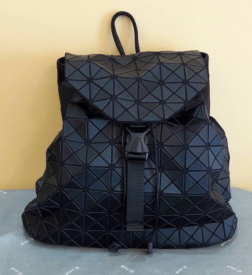 black geometric backpack