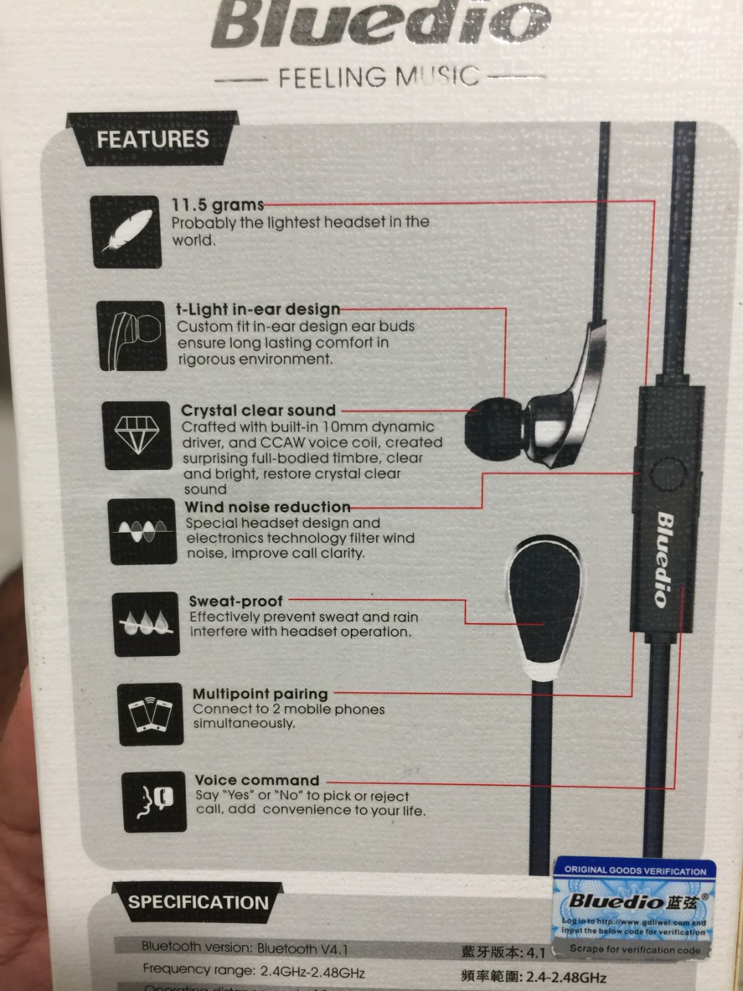 Bluetooth Headset (Category: Headphones & Headsets) located in Singapore. Submitted by raj.bhagchandani (Listing ID 166338131, Image 2). Description: Barely used once ir twice bluetooth earphones. White colour. Easy to use and charge. Refer to picture for details..