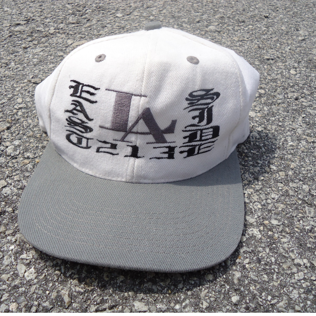 Los Angeles LA on White Black Flat Brim Ball Cap Hip Hop Style Hat