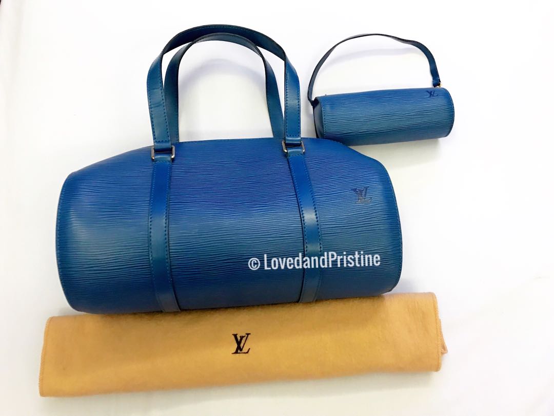 LOUIS VUITTON Authentic Vintage Blue Epi Leather Papillon Bag 