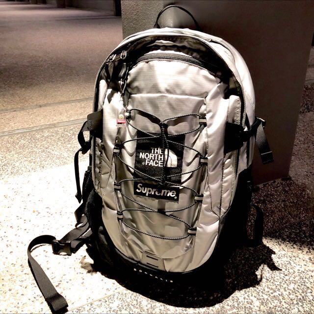 north face supreme backpack silver