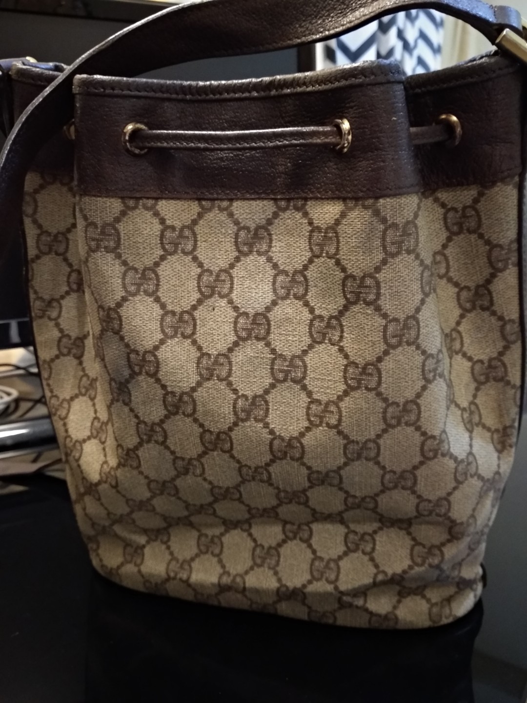 Authentic Gucci Vintage Drawstring Bucket Bag Brown Luxury Bags Wallets on Carousell