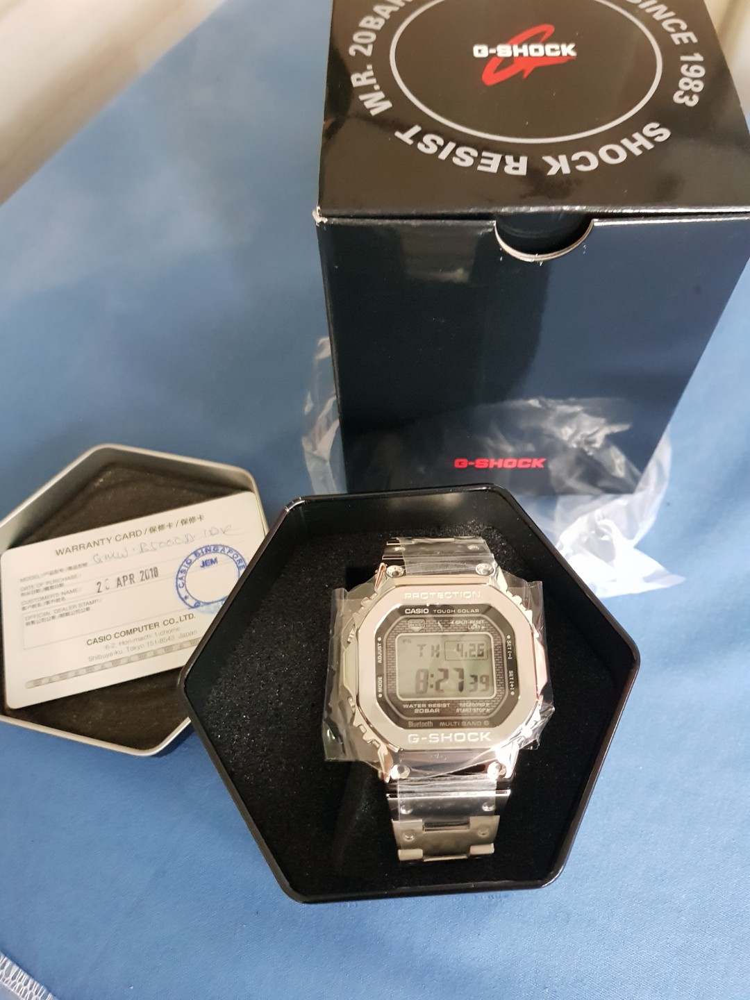 CASIO G SHOCK GMW B5000 SILVER FULL METAL 35th ANNIVERSARY SQUARE