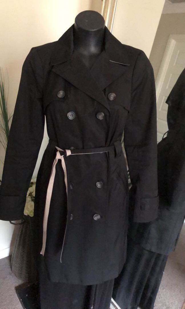 Debenhams The Collection Ladies Trench Coat Size 10 Black Fully