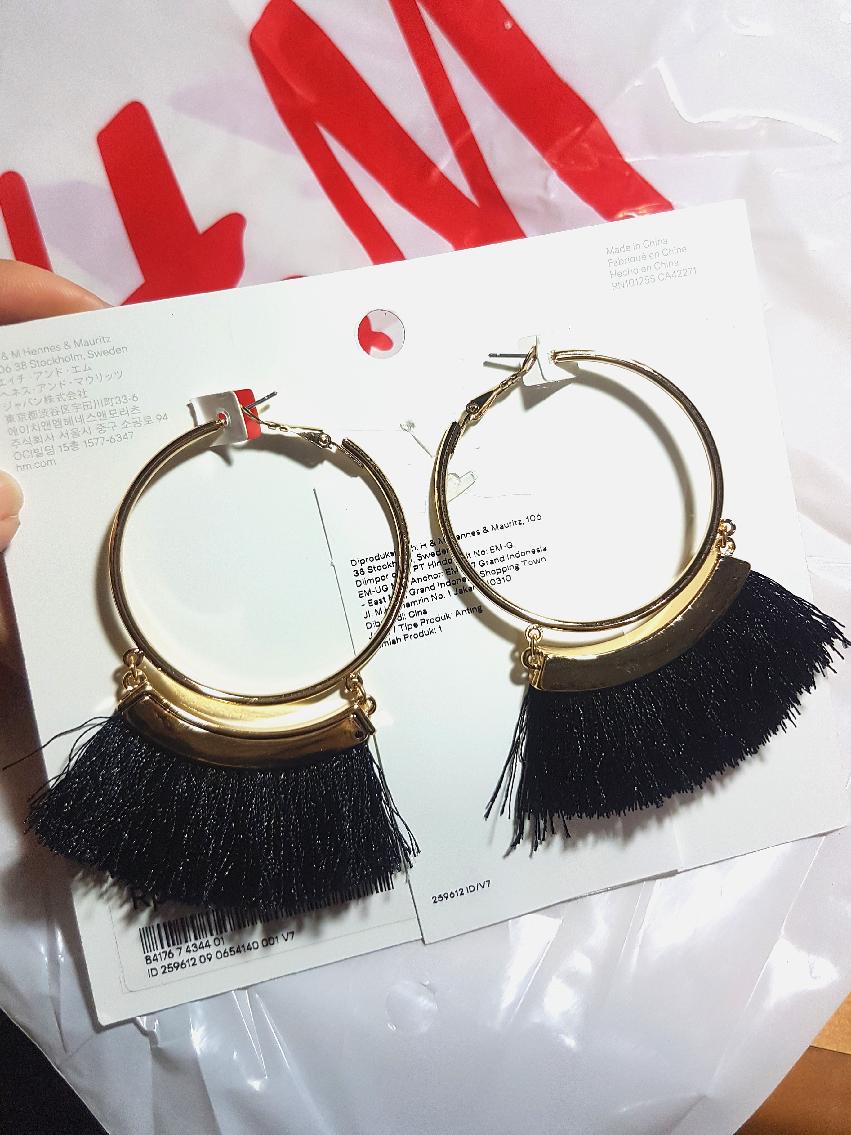 H&m black tassel earrings cheap