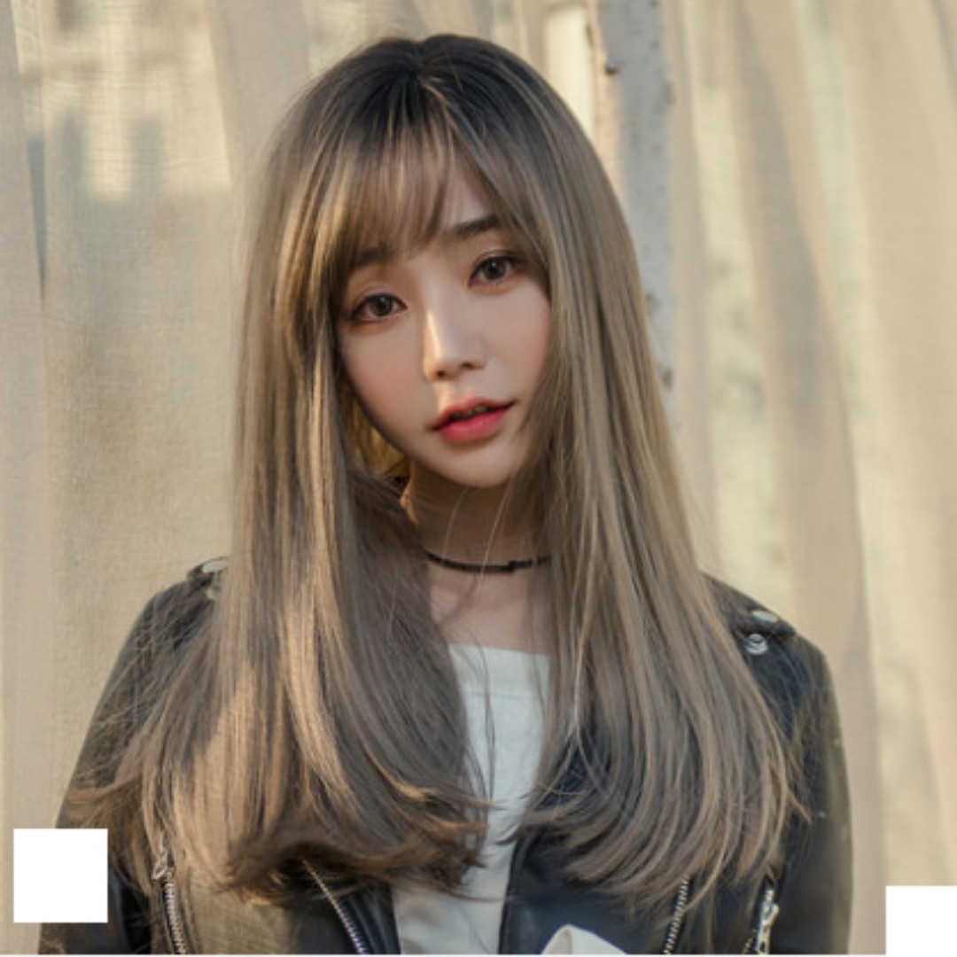  Korean  Side Fringe  Air Fringe  Full Wig For Daily Use 