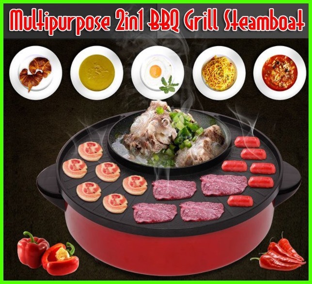 Multipurpose 2in1 Bbq Grill Steamboat Kitchen Liances On Photo