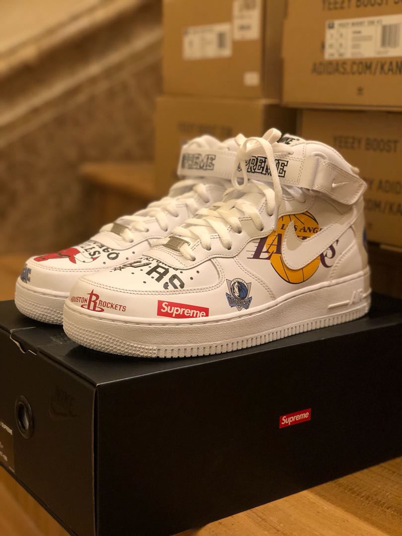 Air force 1 hotsell mid supreme nba white