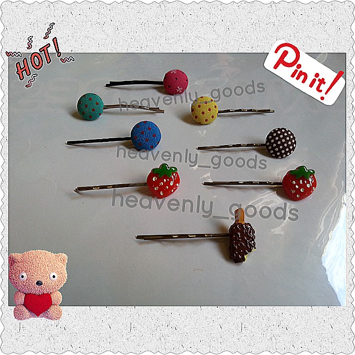 Strawberry Hair Clip Ice Cream Hair Pin Button Fabric Hair Pin