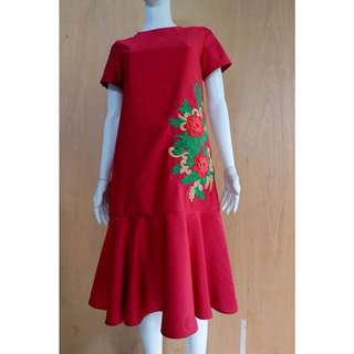 [BARU] Red Midi Dress 02 baju imlek