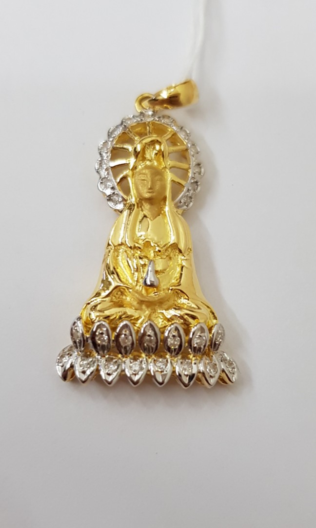 20k Diamond Guan Yin Pendant Luxury Accessories On Carou - Kwan Yin Pendant Gold 20k Diamond Guan Yin Pendant Luxury Accessories On Carou - Kwan Yin Pendant Gold