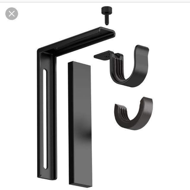 Ikea Curtain Rod And Bracket Black Foc 2 Pc Furniture Photo