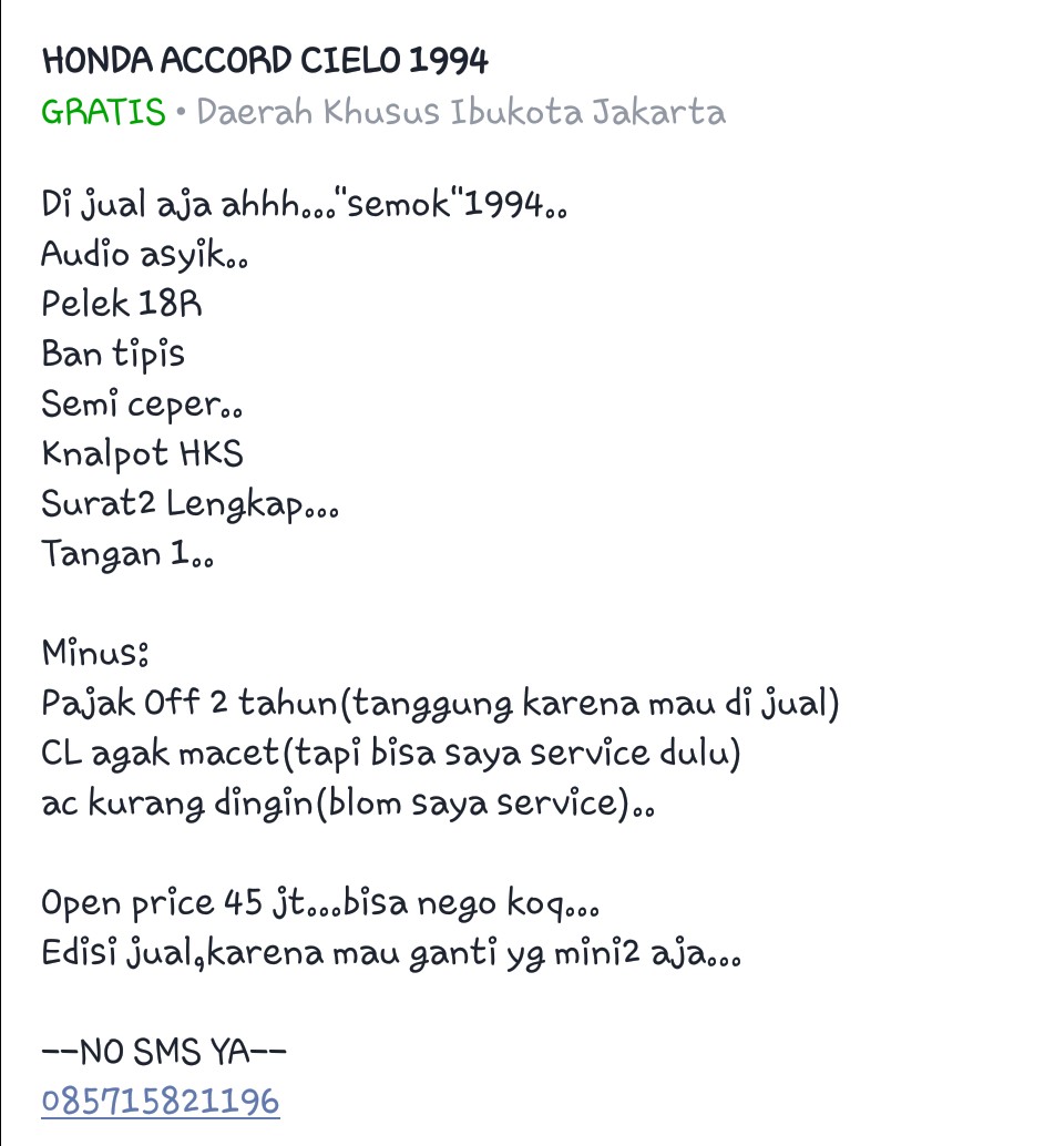 honda cielo putih