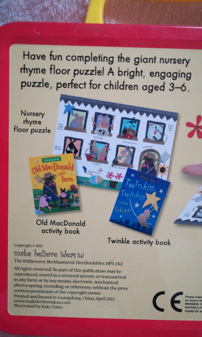 Nursery Rhyme Floor Puzzle 2 Fun Activity Books In A Tin Box