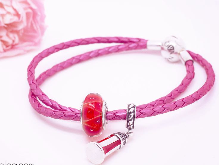 Pandora moments pink double on sale woven leather bracelet