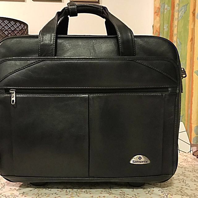 samsonite leather rolling briefcase