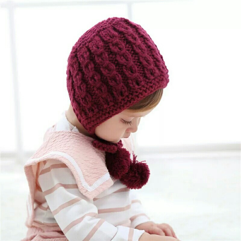 1pcs Children Hat Crochet Bonnet Autumn Winter Handmade Wool Ear