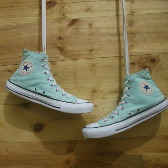 mint green high top converse