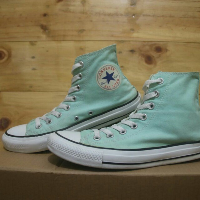 mint blue high top converse