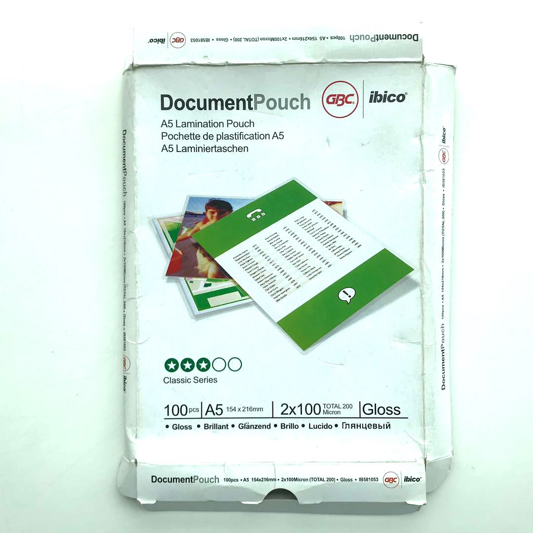 GBC DocumentPouch A5 Lamination Pouch GBC DocumentPouch A5 Lamination Pouch