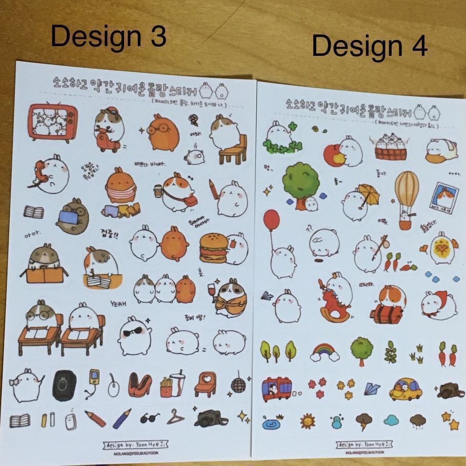 Korean Rabbit Sticker Stickers Molang Cute Korean Rabbit, Hobbies & Toys, Stationery & Craft ...
